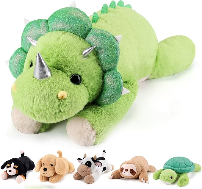 Triceratops Weighted Stuffed Animals - 12 Inch 1.0 Pounds Weighted Plushies Dinosaur Stuffed Animal - Small Dino Plush Pillow - Cute Plush Toy Gifts for Kids & Adults (12" 1.0 lbs)