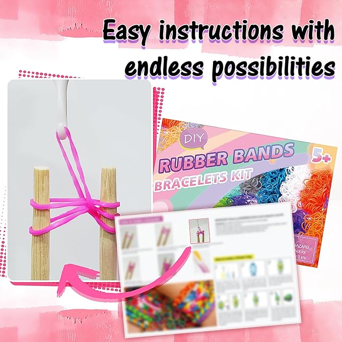 FUNZBO Rubber Band Bracelet Kit - 18000+ 32 Colors Loom Bands Rubberband for Jewelry Making Kits, DIY Arts and Crafts Kit Toy for Toddlers Girls Valentines Day Birthday Gift
