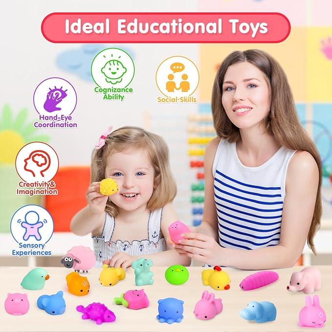 45Pcs Mochi Squishy Toys Mini Squishies Kawaii Animal Squishies Party Favors for Kids Cat Panda Unicorn Squishy Novelty Stress Relief Toys Birthday Gifts Goody Bags Class Prizes Pinata Fillers