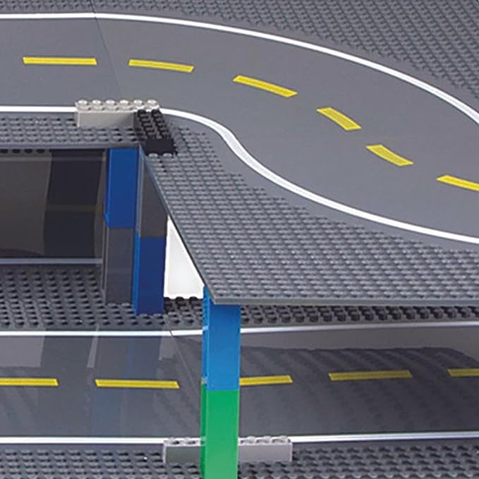 Strictly Briks Compatible with Lego Building Blocks Road Plates 10" x 10", 8 Pack Kids Brick Baseplates for City Road, Street, Race Track, Towns, Classic Size (4 Straight & 4 Curved)