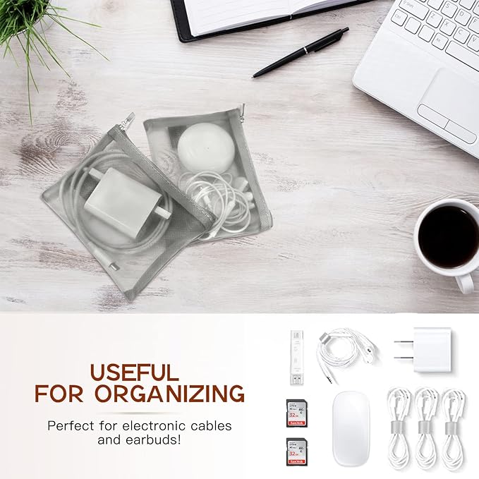 EASYFUN Small Zipper Pouch，6 Pieces Mini Mesh Pouch Coin Purse Portable Cosmetic Case Mesh Storage Bags with Key Kit Small Item Organizer,5 x 4 Inch