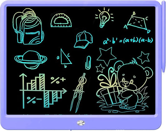FLUESTON LCD Writing Tablet, Doodle Board Toys Gifts for 3-8 Year Old Girls Boys, 12 Inch Colorful Electronic Board Drawing Pad for Kids, Christmas Gifts for Toddler Educational Learning Travel,Purple