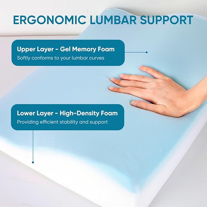 Back Support Pillow for Recliner Chair, Memory Foam Couch Back Cushions Ergonomic Large Lumbar Support Pillow for Lower Back Pain Relief, with Soft Velvet