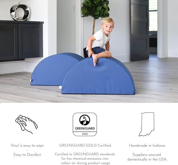 Foamnasium Toddler Step, Indoor Foam Playset, Soft Toddler and Active Kids Play Foam Step for Crawling, Climbing, Sliding and Jumping, Made in The US, Enhanced Slate