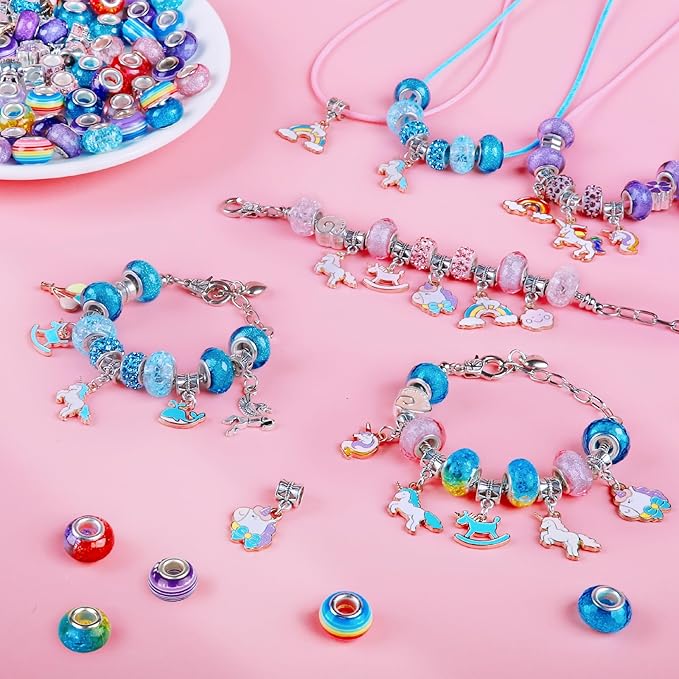 Bracelet Making Kit for Girls,Unicorn DIY Charm Jewelry Craft Set,Arts and Crafts for Kids Ages 8-12,Jewelry Making Supplies Beads,Jewelry Box Easter Birthday Gifts Ages 6 7 8 9 10 11 12 Year Old