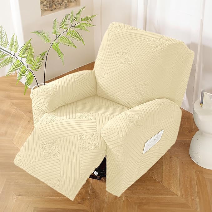 NORTHERN BROTHERS Recliner Chair Covers - Lazy Boy Recliner Covers That Stay in Place, 4 Pieces Reclining Chair Cover Recliner Slipcovers 1 Seater, Beige