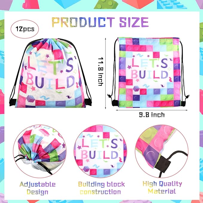 98 Pcs Train Party Favors,Train Print Party Supplies Include Stickers Stamps Keychains Slap Bracelets and Drawstring Bags Party Decorations for Kids TrainTheme Birthday supplies (E-Building Blocks)