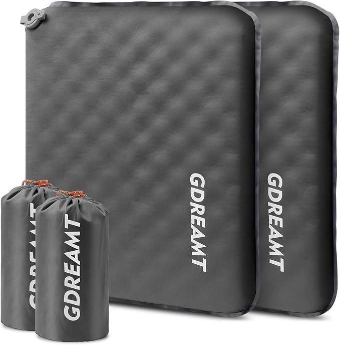 Inflatable Seat Cushion, Self-Inflating Memory Foam Stadium Seats Cushion Portable Camping Air-Foam Sitting Pad for Travel Airplane Car Bleachers Backpacking Office, Lightweight & Compact