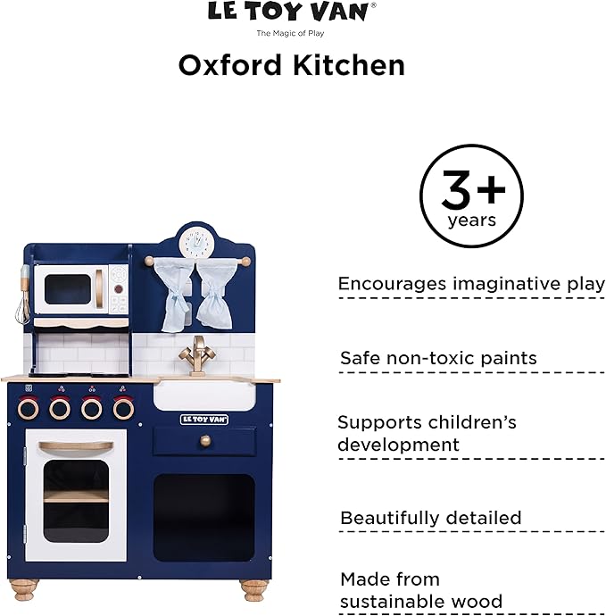 Le Toy Van Oxford Deluxe Toy Kitchen Premium Wooden Toys for Kids Ages 3 Years & Up, Oxford Deluxe Kitchen