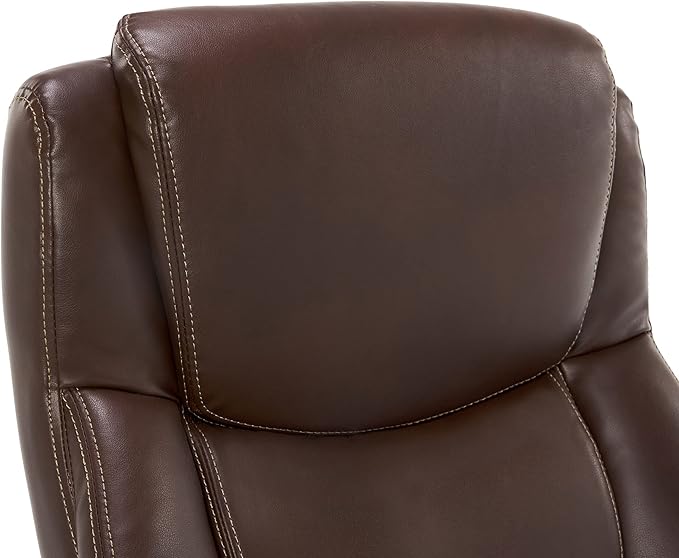 La-Z-Boy Delano Big & Tall Executive Office Chair, High Back Ergonomic Lumbar Support, Bonded Leather, Brown