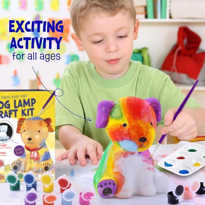 Paint Your Own Dog Lamp Kit, Art Supplies Arts & Crafts Kit, Painting kit for Kids 6-12, Arts and Crafts for Kids Ages 8-12, Toys Girls Boy Birthday Gift Ages 3 4 5 6 7 8 9 10 11 12+