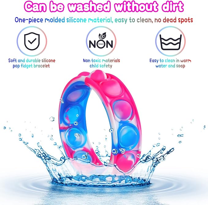 Fidget Toys Pop Fidgets Its Party Favors for Kids 4-8 12PCS Fidget Pop Bracelet for Children Toddler Toys Stress Pop Bubble It Sensory Toys for Kids Boys Girls Classroom Prizes Toys