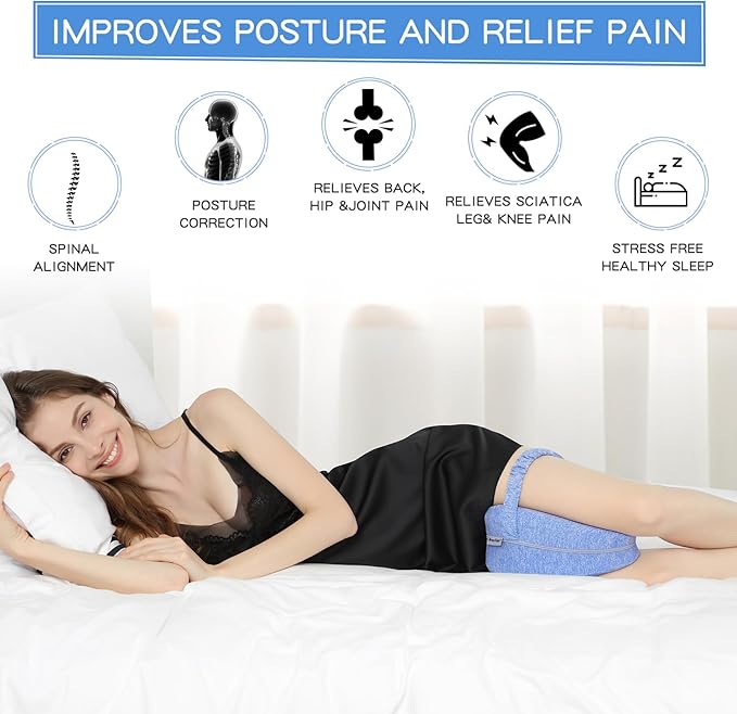 BEAUTRIP Leg Pillow | Ergonomic Side Sleeping Pillows | Memory Foam Knee Pillow with Strap for Side Sleeper | Leg Support Cushion with Removable and Washable Cover