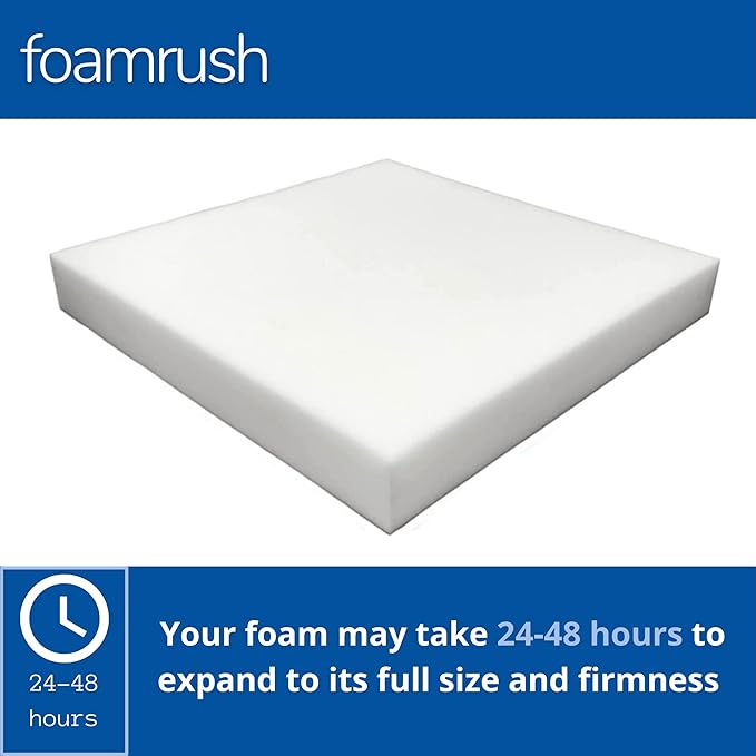 FoamRush 6" H x 26" W x 26" L High Density Upholstery Foam Cushion, Square Foam for Dining Chairs, Chair & Wheelchair Seat Cushion Replacement