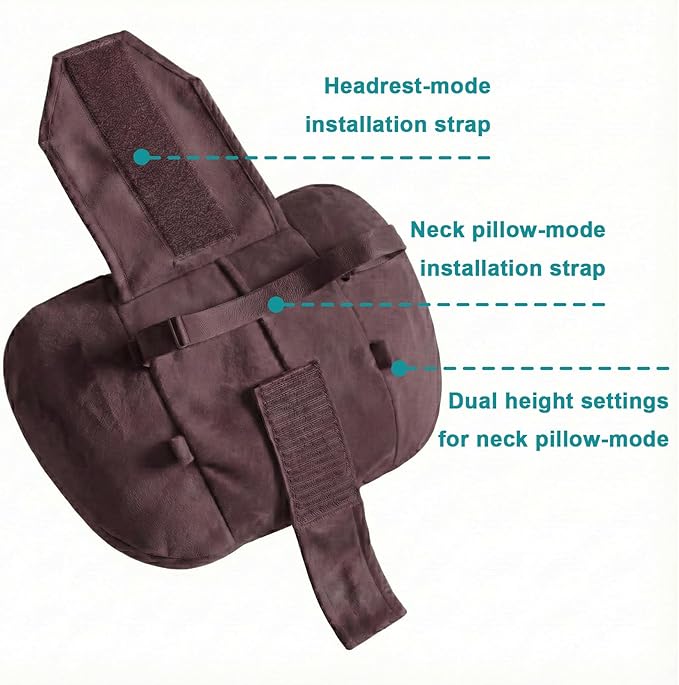 WELBRIT 2PCS Car Pillow for Car Neck Pillow for Driving Seat Lumbar Support Soft Cushion with Extra Filling Accessories Back Support for Travel Nap and Trips Sleeping (Coffee, Head and Lumbar)