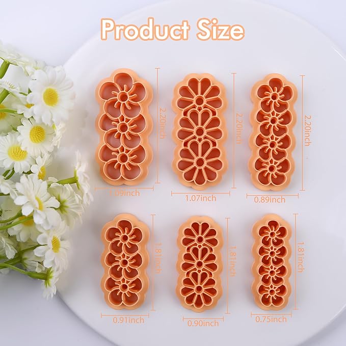Puocaon Barrette Hair Clip Shape Cutters - 6 Pcs Daisy Flower Cutters for Polymer Jewelry Making and Barrettes