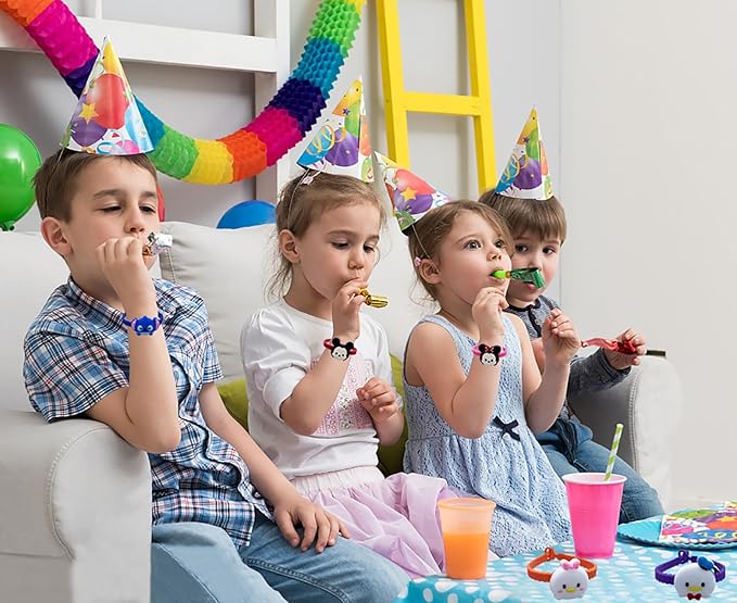 15pcs Cartoon Characters Rubber Bracelets Wristband Bracelets for Birthday Party Supplies Favors Prize Rewards