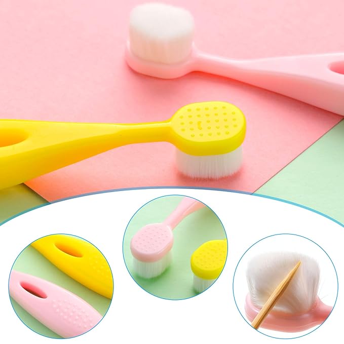 6 Pieces Kids Extra Soft Nano Toothbrush Children Bristles Children Micro Nano Manual Toothbrush Set with 20000 Bristles for Age 1 and Above Boys Girls Gum Protecting Cleaning(Cute Style)