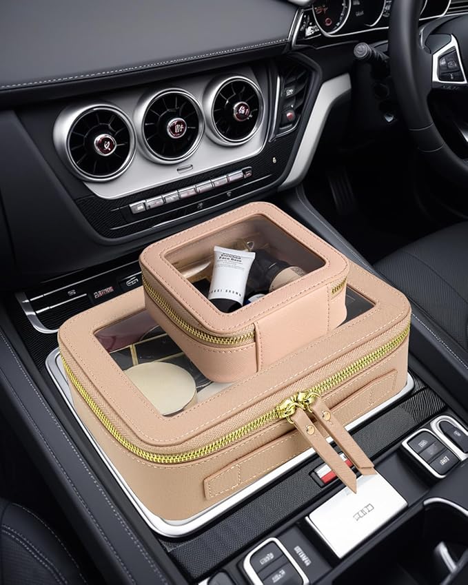 FFpaw Travel Clear Makeup Bag Set, TSA Approved Cosmetic Bag Case with Zipper Portable Makeup Pouch Toiletry Bag Women Traveling Cosmetic Organizer Storage Bag Car Organizer Car Essentials for Women