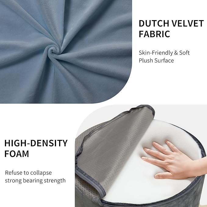 Eiury Foot Rest for Under Desk at Work – Extra Tall 2-Layer Adjustable Leg Support with Cozy Foot Pocket, High-Density Foam & Washable Dutch Velvet Cover for Short People, Office, Home & Gaming