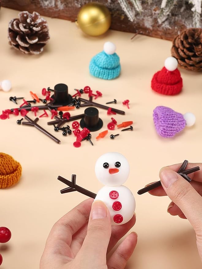 Cosweet 12 Pack Christmas Snowman Crafts Kit for Kids- Build a Snowman Kit with Air Dry Clay Xmas Stocking Stuffers Gift for Party Favors Winter Activities DIY Crafts Sewing
