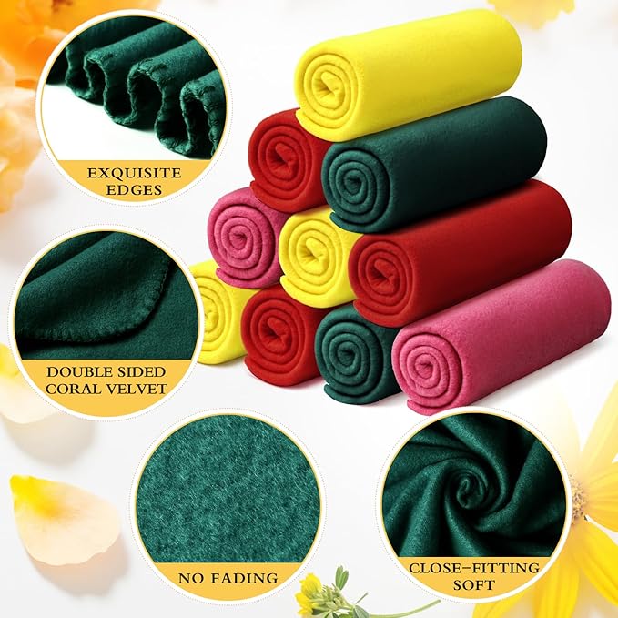 Kinlop Fleece Blanket Bulk 60 x 50 Inch Soft Lightweight Fleece Cozy Blanket Warm Throw Plush Pet Throw for Bed Couch Sofa Home Office Wedding Gifts Travel Camping(Elegant Color,40 Packs)