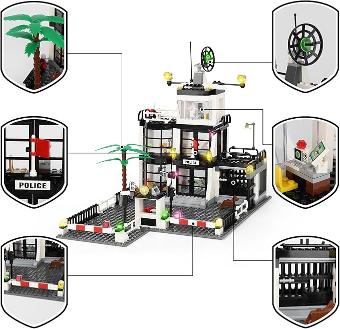 TOY PLAYER City Police Station Building Set 631pcs -Compatible with Lego City Police Station, City Police Sets Toy Building Bricks Kit, Gift for Sets for Boys 8-14 Years