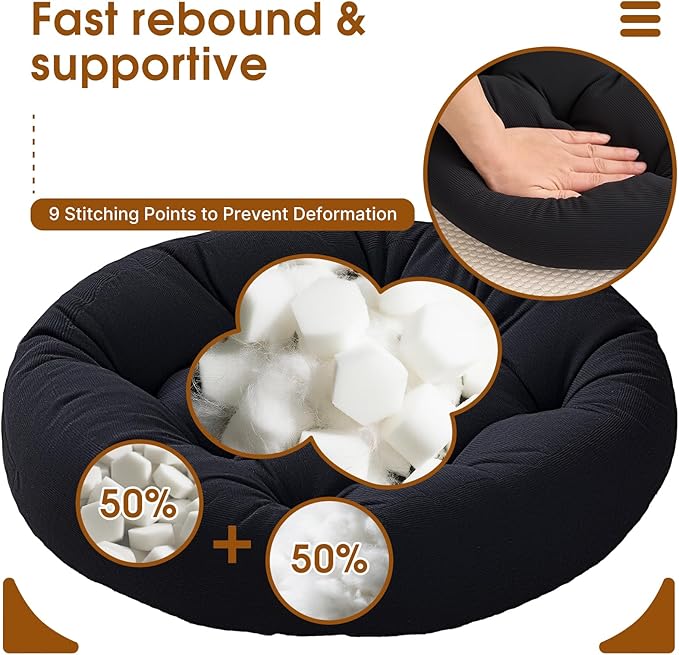 2Pcs Floor Pillows for Adults, 22x22x6 Inch Meditation Cushions, Large Round Sitting Cushion Living Room Memory Foam Pillow for Sitting (2, Black, 22x22x6 Inch)