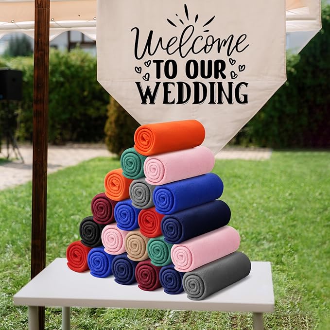 Kinlop Fleece Blanket Bulk 60 x 50 Inch Soft Lightweight Fleece Cozy Blanket Warm Throw Plush Pet Throw for Bed Couch Sofa Home Office Wedding Gifts Travel Camping(Trendy Color,60 Packs)