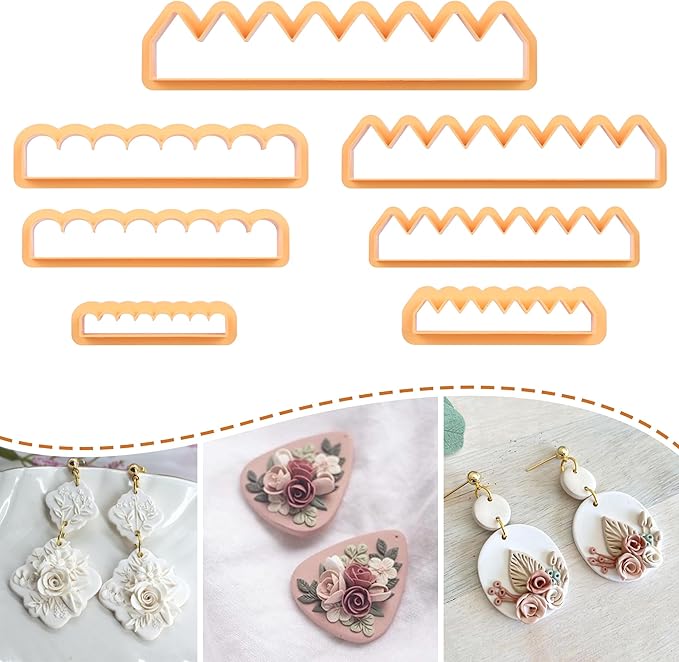Puocaon Rose Polymer Clay Cutters - 7 Pcs Clay Cutters for Polymer Clay Jewelry, Polymer Clay Tools for Rose Flower Clay Earrings Making, Flower Petal Polymer Clay Mold for Jewelry, 3D Clay Cutters