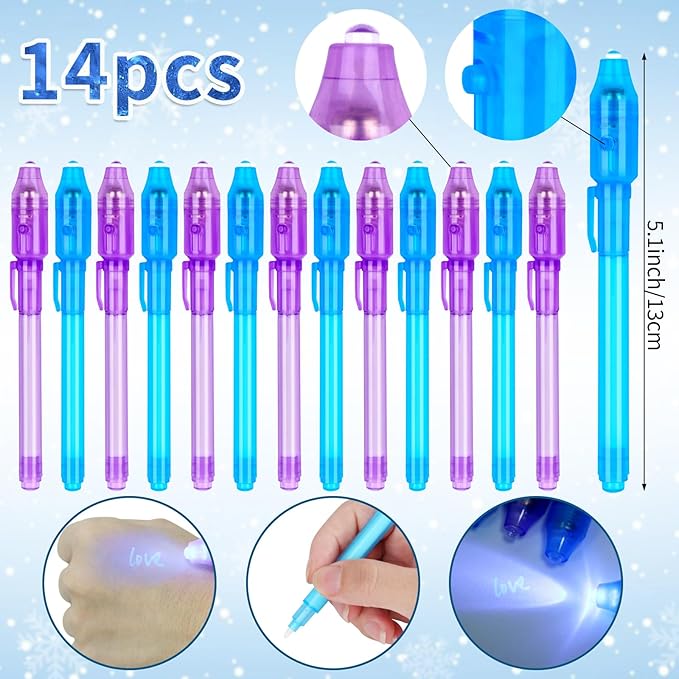 67 Pcs Frozen Party Favors Set, Winter Wonderland Birthday Supplies Party Favors Christmas Gifts for Girls Kids, Snow Theme Gift Set with Pens, Snowflake Gift Bag, Stamps Sticker for Gift
