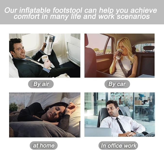 Inflatable Foot Rest, Carseat Inflatable Foot Rest Pillow, Airplanes Inflatable Foot Rest Cars, Travel Footrest Pillow for Home Office,Trains (Grey, 14.5" L×11.8" W×7.9”H)