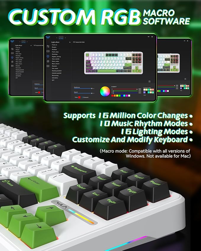 Aula F87 Pro Gaming Keyboard, Tri-Mode BT5.0/2.4GHz/USB-C Hot-Swappable RGB Wireless Mechanical Keyboard, Gasket Mount, 4000mAh, for Windows/Mac Gamer & Typists（LEOBOG Gray Wood Switch V4）