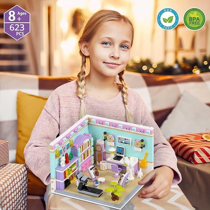 Friends House Building Block Sets, Girls Mini Study Fitness Room Friendship Playhouse Apartment Bricks Kit Birthday for Adults Kids 8-12 6-12 10-12 7-9 (623 PCS)