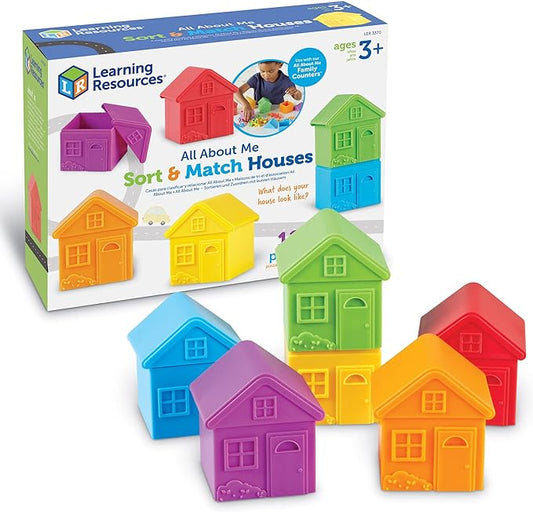 Learning Resources All About Me Sorting Houses,12 Pieces, Ages 3+, Fine Motor & Sorting Skills, Montessori Toys, Special Education Actives, Imaginative Play