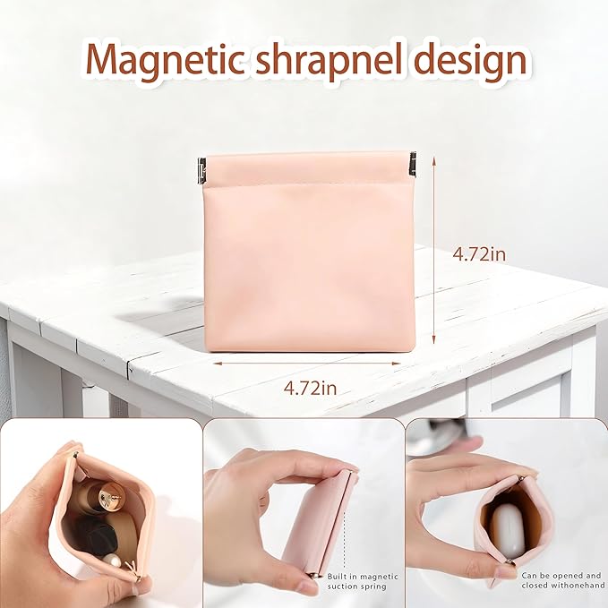 4Pcs Personalized Snap Closure Leather Organizer Pouch,Portable Small Makeup Bag for Women,Coin Purse Lipstick Cosmetics Accessories Organizer,Small Travel Kit Storage Pouch ﻿ (D)