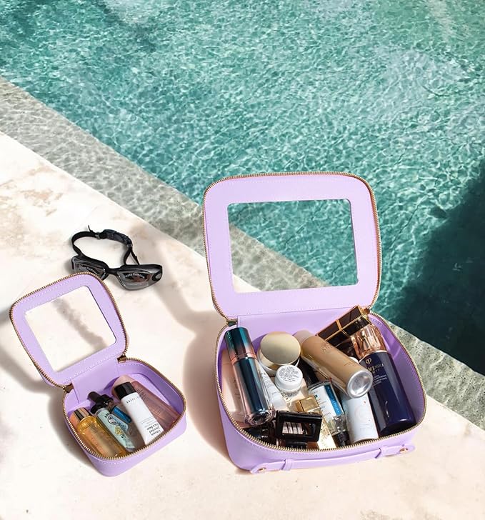 FFpaw Travel Clear Makeup Bag Set, TSA Approved Cosmetic Bag Case with Zipper Portable Makeup Pouch Toiletry Bag Women Traveling Cosmetic Organizer Storage Bag Car Organizer Car Essentials for Women