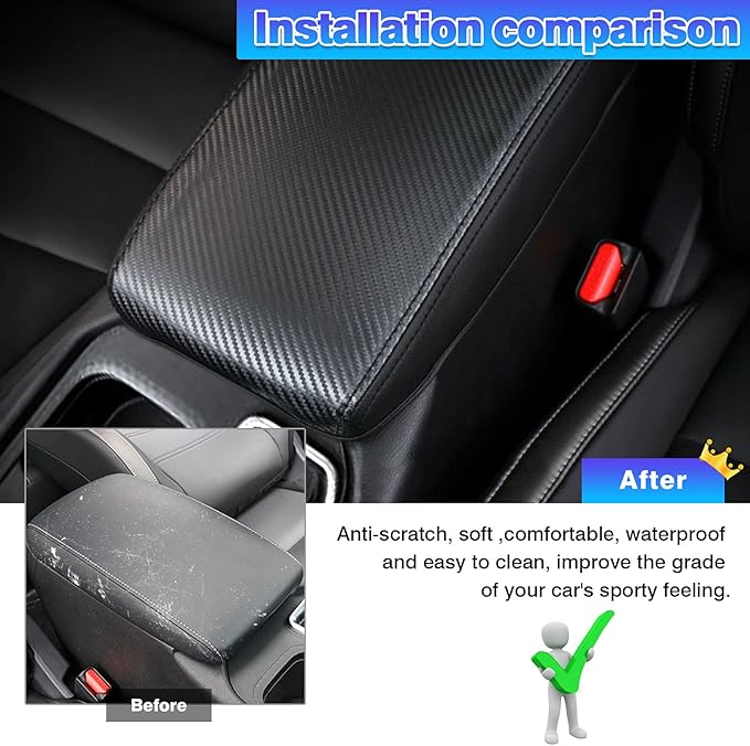 Autorder Center Console Cover for Nissan Sentra 2020 2021 2022 2023 2024 2025 Accessories Carbon Fiber Armrest Cover Anti-Scratch Middle Console Pad Leather Armrest Protector