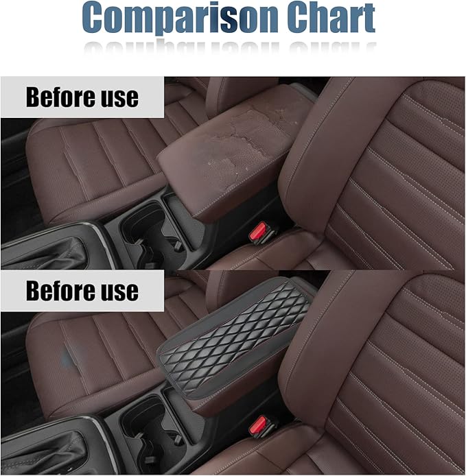 Car Center Console Cover, Universal Leather Waterproof Armrest Seat Box Cover Protector, Comfortable Car Decor Accessories Fit for Most Cars, Vehicles, SUVs-Black