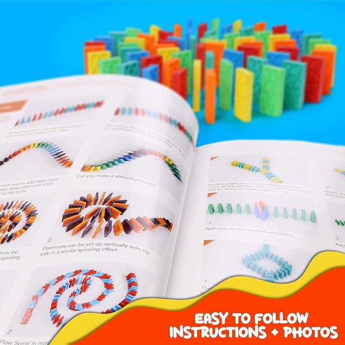Bulk Dominoes Kinetic Domino Kit | Dominoes Set, STEM STEAM Small Toys, Family Games for Kids, Kids Toys and Games, Building, Toppling, Chain Reaction Sets (Jumpstarter)