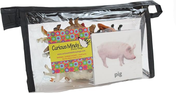 Montessori Animal Match - Miniature Farm Animal Toy Figurines with Matching Cards - 2 Part Cards. Montessori Learning Toy, Language Materials Busy Bag Activity