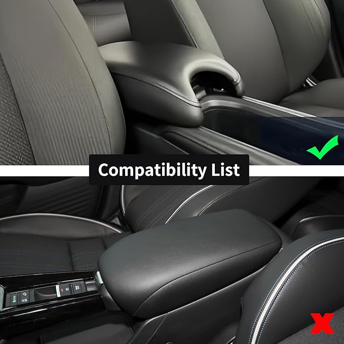 GIANT PANDA Custom Fit Center Console Armrest Cover for Honda HRV 2016-2022,Waterproof Faux Leather Middle Console Cover Arm Rest Lid Cover - Full Protection - Black