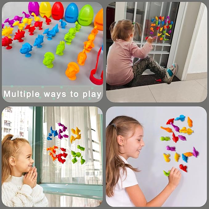 Easter Eggs Counting Dinosaur Egg Toys Matching Games with Sorting Bowls Preschool Learning Activities for Math Color Sorting Educational Sensory STEM Toy for Kids Boys Girls Aged 3+ Years Christmas