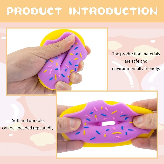 2PCS Rainbow Donut Squishy Toy, Stress Relief, Fun, and Cute Plaything Perfect for Birthday Gift and Decoration
