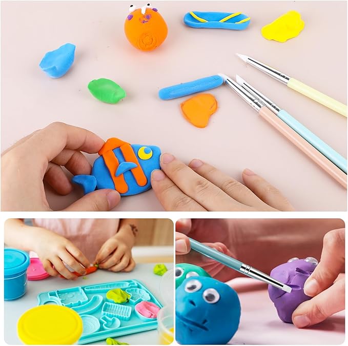 Aiyorse Clay Tools Kit, 21 PCS Polymer Clay Tools, Air Dry Clay Sculpting Tools, Pottery Tools Kit, for Kids, Adults, Pottery Craft, Dotting, Carving, Drawing, Molding, Modeling, Shaping