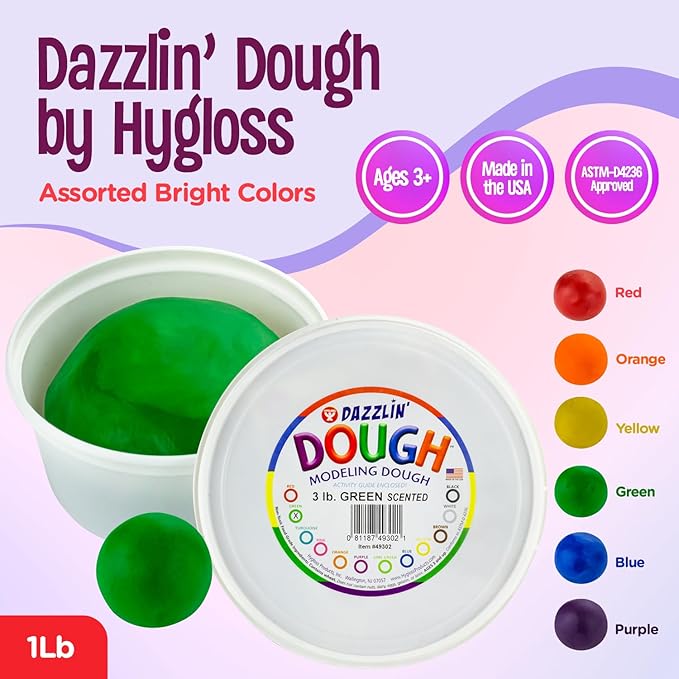 Hygloss Products Kids Scented Dazzlin’ Modeling Dough, 3lb, Green - Lime Scent, 1 Piece