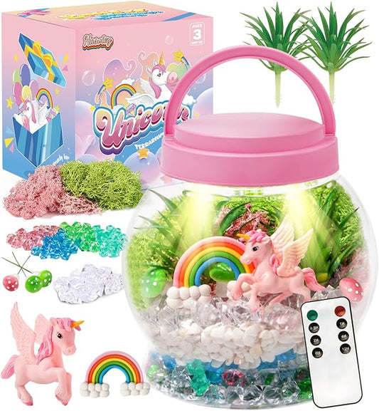 Hasviey Terrarium Kit for Kids, Light Up Unicorn Toys for Girls 6-8, DIY Kids Arts and Crafts Kit with Remote Control, Preschool Learning & Education Science Kits & Toys, Gift Ideas for Birthday Xmas