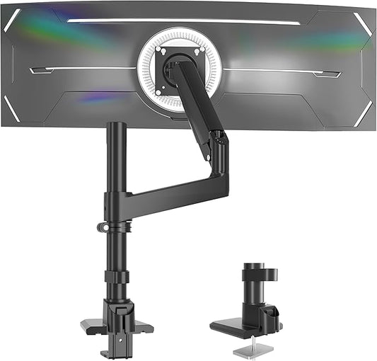 GUZHIKU Monitor Arm for 17 to 60 inch, Hold 44 lbs, Fully Adjustable Heavy Duty Desk Mount, Monitor Stand Fit 57 55 49", Ultrawide Monitors Bracket Clamp/Grommet Base VESA 75x75/100x100, Black,H9B