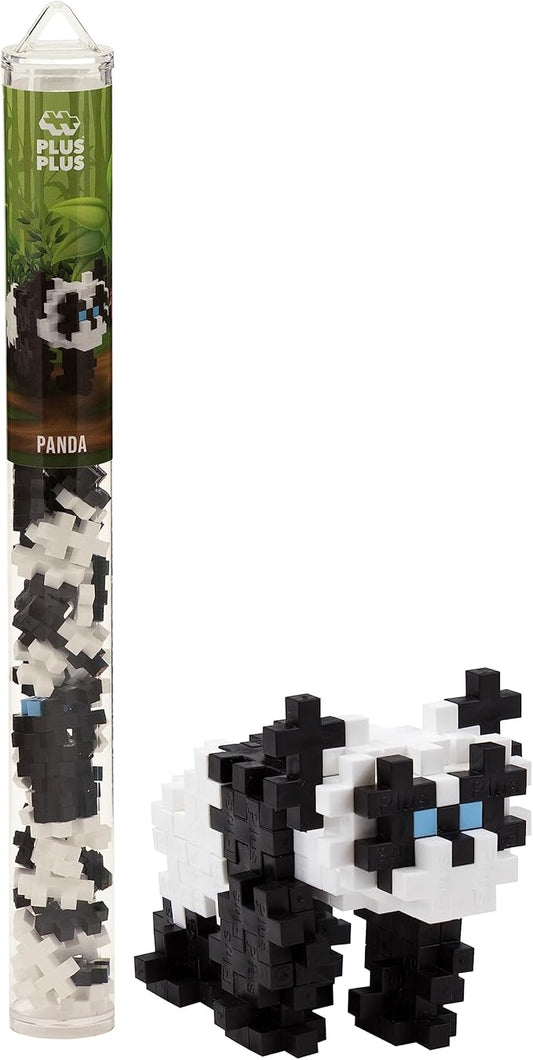 PLUS PLUS 3D Animal Figure Building Block Set, 70 Mini Interlocking Puzzle Pieces, Fun Stem Toys for Kids - Panda Maker Tube