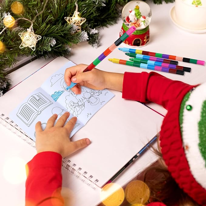 24 Pcs Christmas Coloring Book for Kids Bulk with 24 Crayons, Christmas Activity Books with Marker Xmas Stocking Goodie Bag Stuffers for Holiday Students Classroom Gifts Party Favors (Adorable)